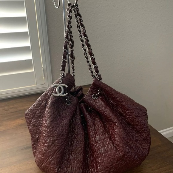 CHANEL Handbags - SOLD Burgundy Rock In Moscou Bag Patent Leat